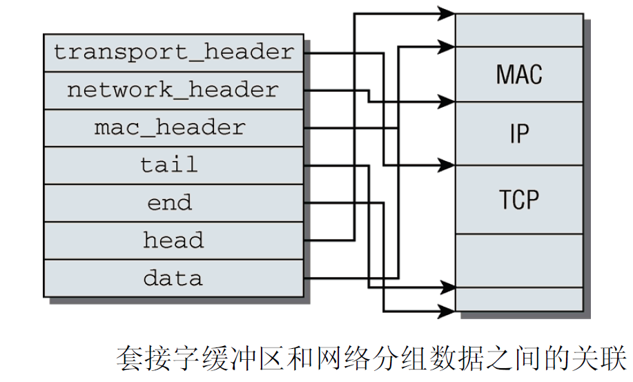 套接字缓冲区和网络分组数据之间的关联