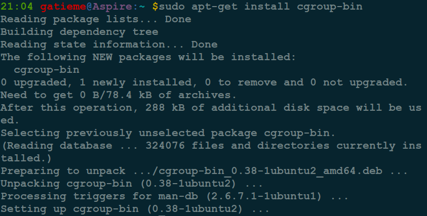 sudo apt-get install cgroup-bin