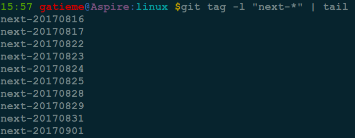 查看 linux-next 的最新 tag